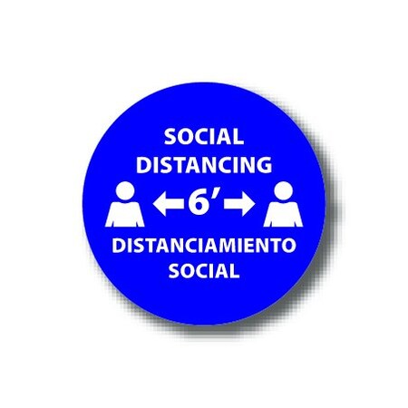 Ergomat 6in CIRCLE SIGNS Soical Distancing 6ft - Bilingual English/Spanish DSV-SIGN 36 #6229 -UEN